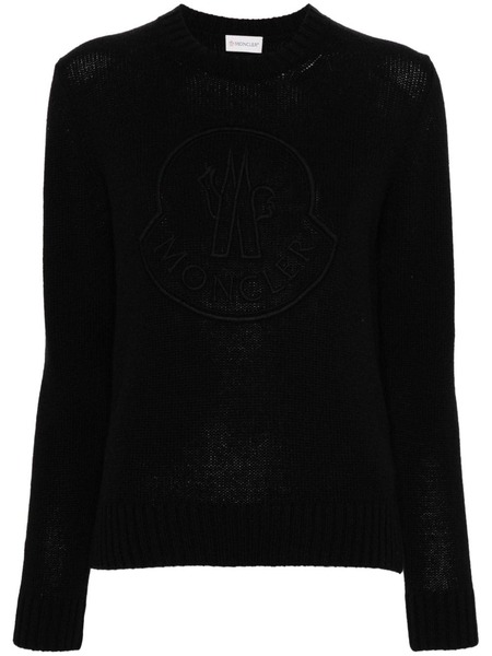  Moncler Pull à Logo Brodé - Noir 