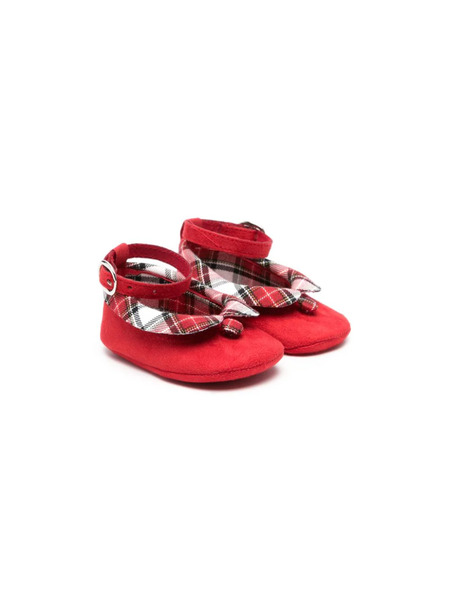  Monnalisa Ballerines En Daim à Carreaux - Rouge 