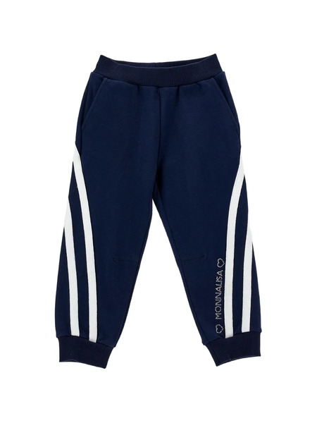  Monnalisa Pantalon De Jogging à Rayures Latérales Et à Strass - Bleu 