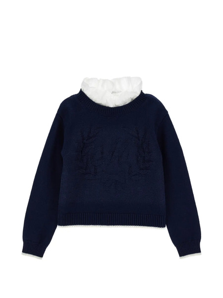  Monnalisa Pull à Col Volanté - Bleu 