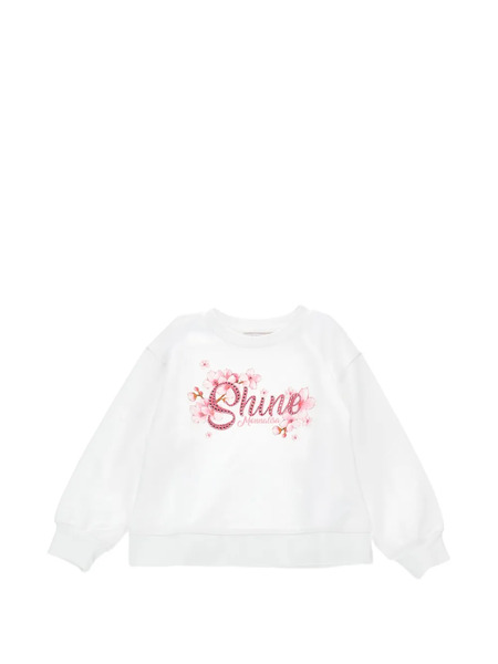  Monnalisa Pull à Fleurs Et à Strass - Blanc 