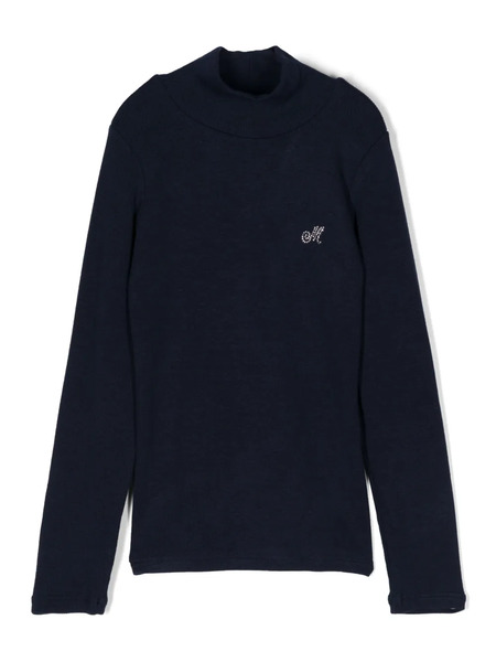  Monnalisa Pull En Maille Nervurée - Bleu 