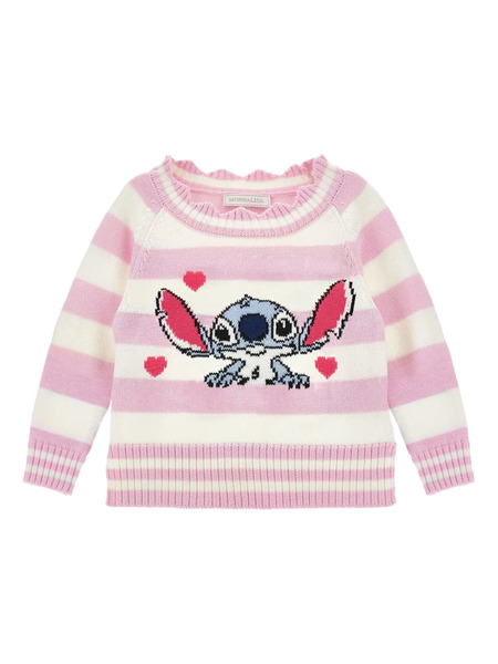  Monnalisa Pull Rayé à Volants - Blanc 