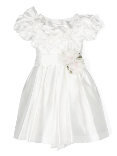  Monnalisa Robe Satiné à Volants - Blanc 