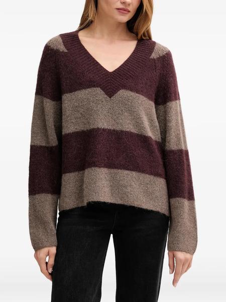  Mos Mosh Pull Rayé à Col V - Violet 