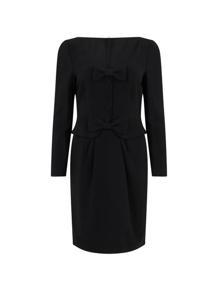  Moschino Bow-detail Long-sleeve Dress - Noir 