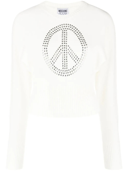  Moschino Jeans Pull à Détails De Clous - Blanc 