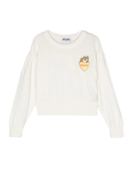  Moschino Kids Pull à Appliqué Teddy Bear - Blanc 
