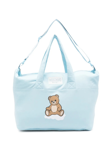  Moschino Kids Sac à Langer à Appliqué Ourson - Bleu 