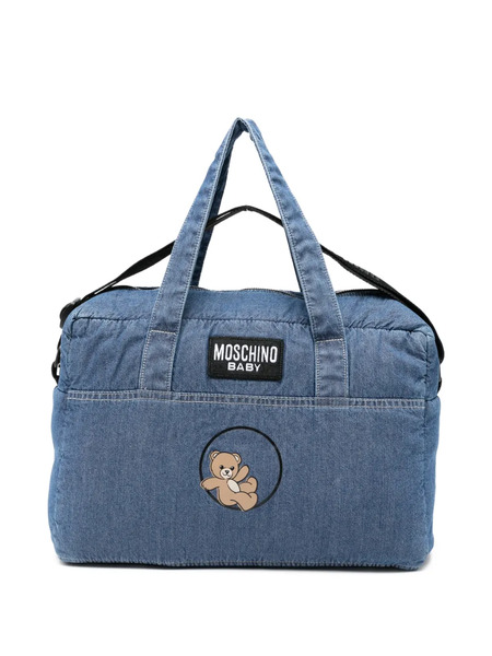  Moschino Kids Sac à Langer à Patch Logo - Bleu 