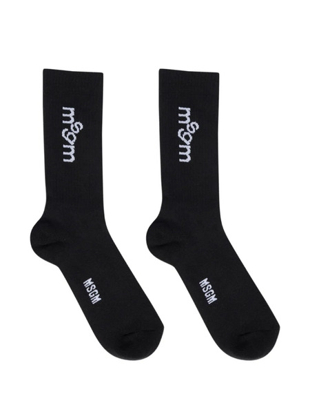  Msgm Chaussettes à Logo - Noir 