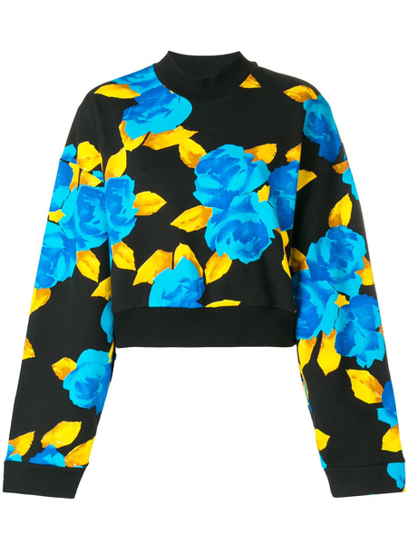  Msgm Cropped Jersey Sweater - Noir 