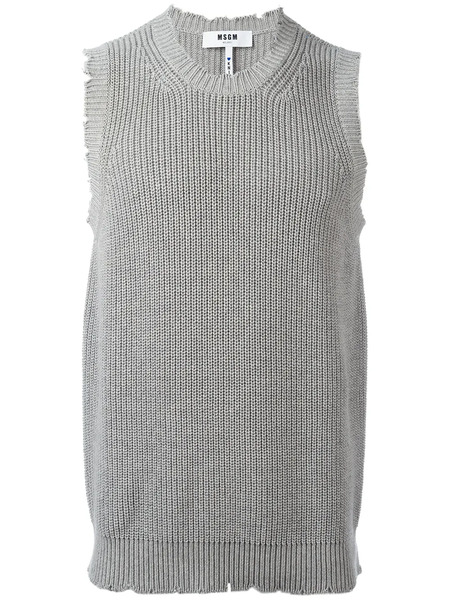  Msgm Distressed Sleeveless Jumper - Gris 