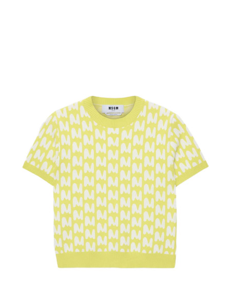  Msgm Haut En Maille Intarsia - Jaune 