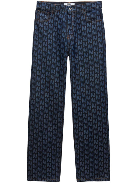  Msgm Jean à Imprimé Monogrammé - Bleu 