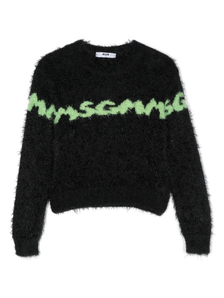  Msgm Kids Pull à Logo Intarsia - Noir 