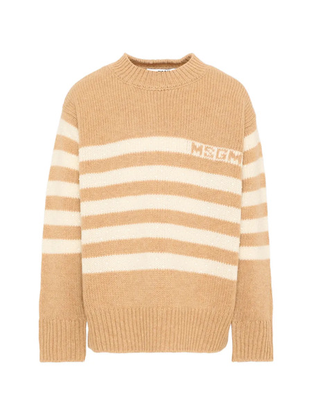 Msgm Kids Pull à Rayures - Tons Neutres 