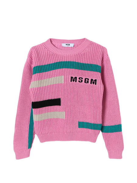  Msgm Kids Pull En Coton - Rose 