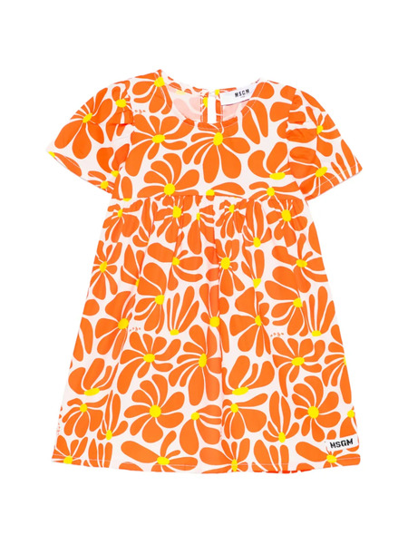  Msgm Kids Robe à Fleurs - Blanc 