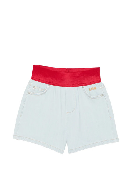  Msgm Kids Short à Taille Rouge - Bleu 