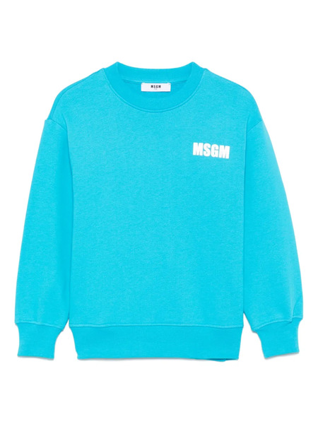  Msgm Kids Sweat à Logo Imprimé - Bleu 