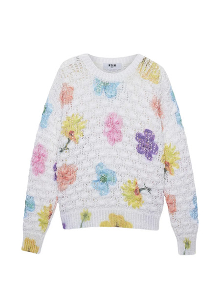  Msgm Pull à Fleurs - Blanc 