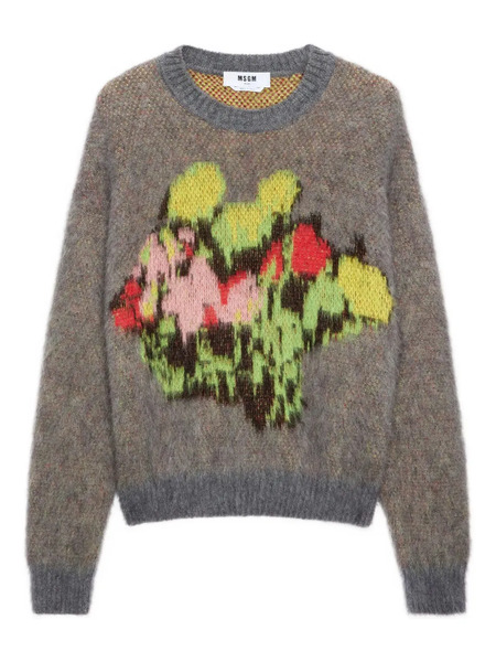  Msgm Pull à Fleurs - Gris 
