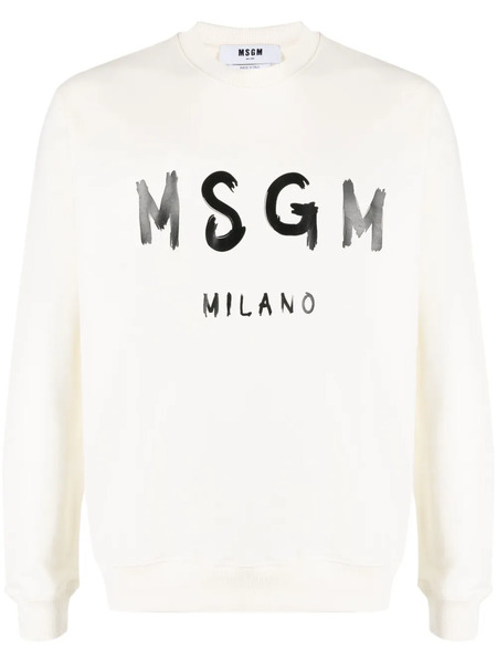  Msgm Pull à Logo Imprimé - Blanc 