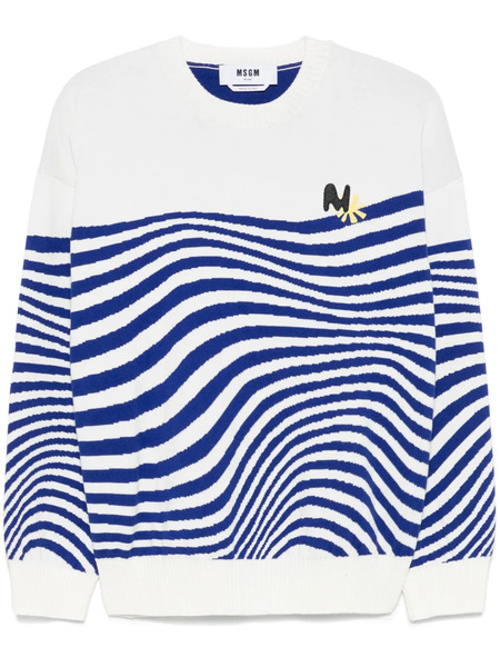  Msgm Pull à Rayures - Blanc 