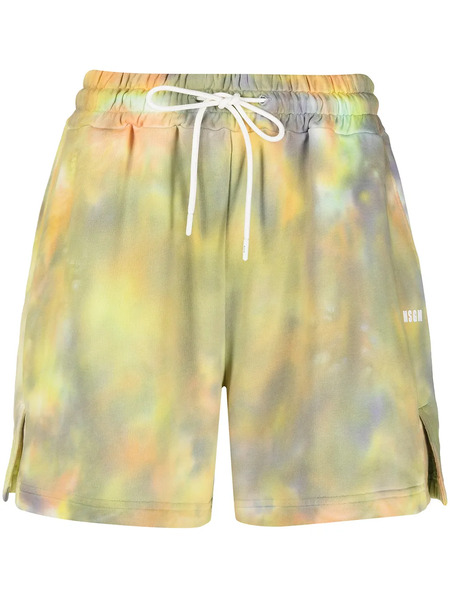  Msgm Short De Jogging à Motif Tie Dye - Jaune 