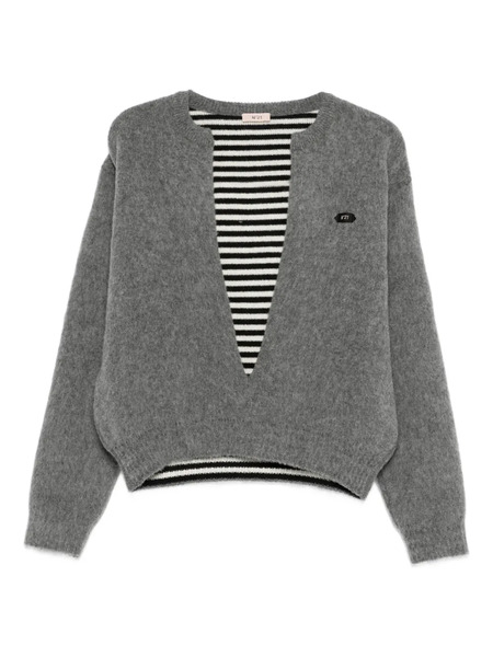  Nº21 Pull à Col V Profond - Gris 
