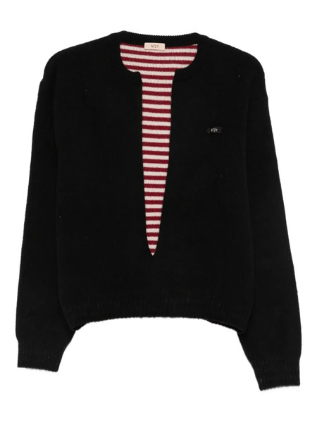  Nº21 Pull à Col V Profond - Noir 