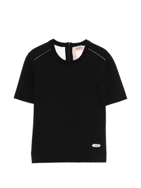  Nº21 Pull à Manches Courtes - Noir 