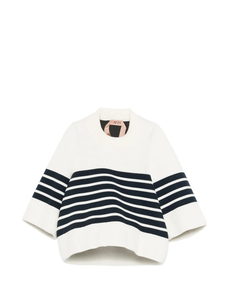  Nº21 Pull à Rayures - Blanc 