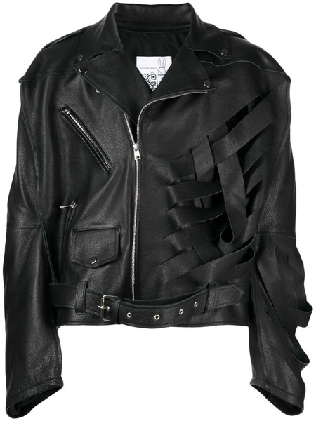  Natasha Zinko Veste De Moto En Cuir à Design Structuré - Noir 