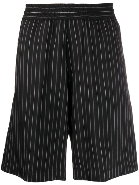  Neil Barrett Short Long Rayé à Taille élastiquée - Noir 