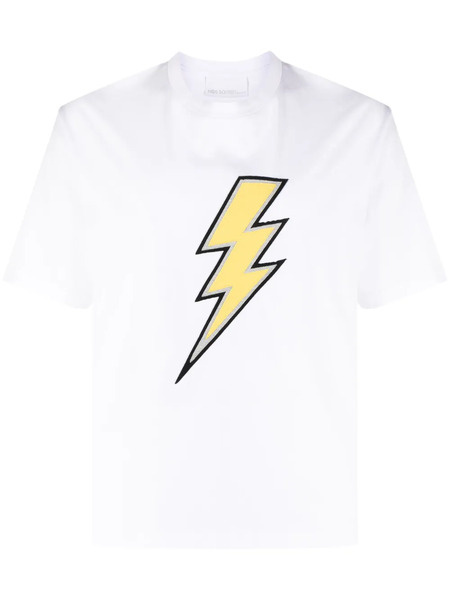  Neil Barrett T-shirt à Motif Thunderbolt Brodé - Blanc 