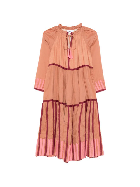  Niu Robe Mi-longue à Volants Superposés - Orange 