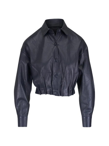  Odeeh Pleated Leather Jacket - Bleu 