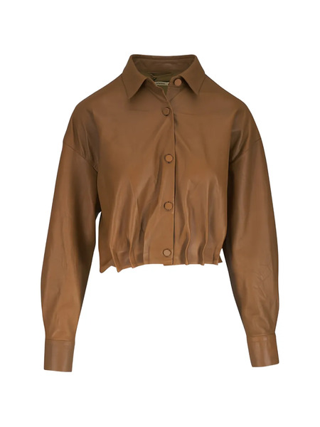  Odeeh Veste Plissée En Cuir - Marron 