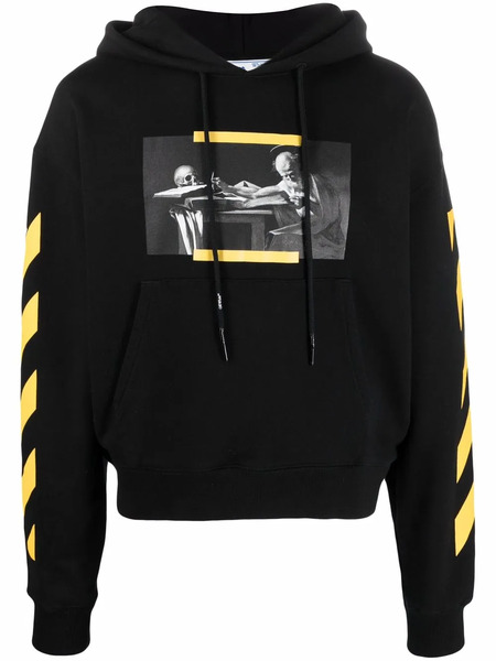  Off-white Hoodie à Rayures Carav Diag - Noir 