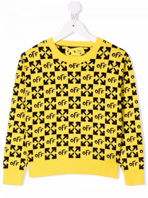  Off-white Kids Sweat à Logo Imprimé All Over - Jaune 
