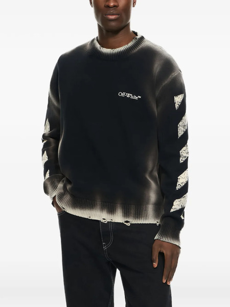  Off-white Pull à Effet Usé - Noir 