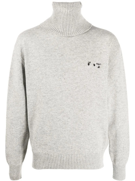  Off-white Pull à Logo Brodé - Gris 