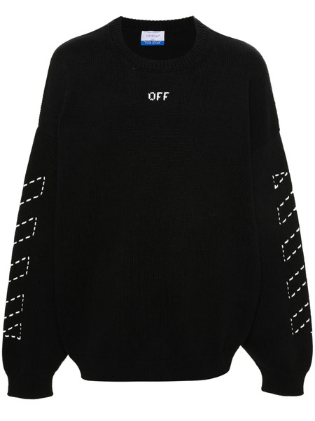  Off-white Pull à Rayures Diag Brodées - Noir 