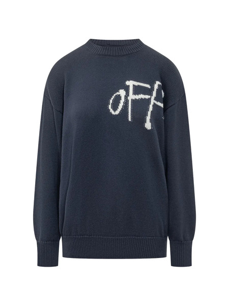  Off-white Pull Bookish Shared à Col Rond - Bleu 