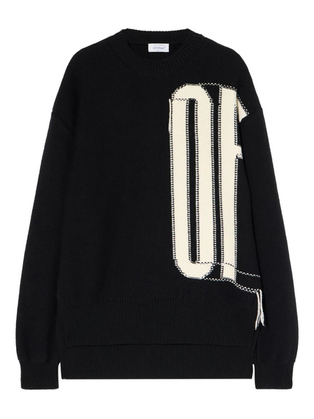  Off-white Pull En Maille Intarsia - Noir 