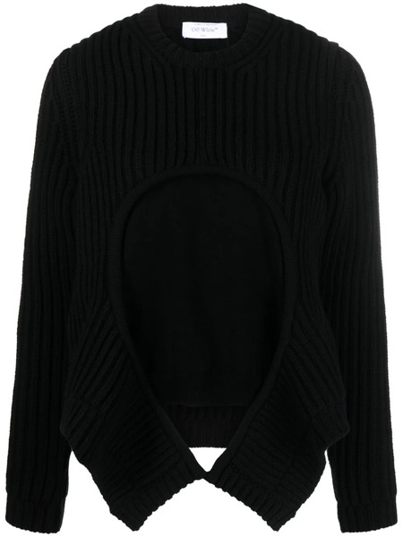  Off-white Pull Nervuré à Effet Superposé - Noir 