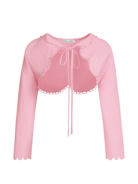  Oscar De La Renta Cardigan à Bords Festonnés - Rose 