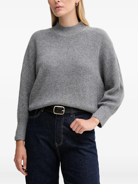  Oui Pull à Col Montant - Gris 